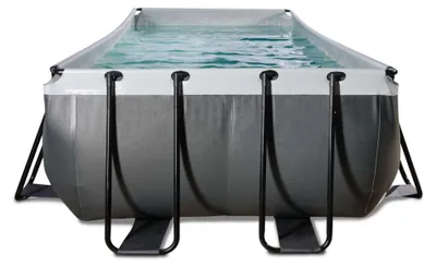 Produktbild von EXIT Black Leather Rahmenpool 400x200x122cm, Aufstellpool, mit Filterpumpe, Rechteckig, Schwarz