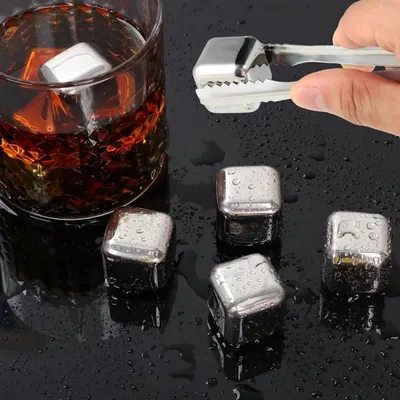 Obrázok produktu pre Wenrescry 304 nerezové oceľové formy na ľad – Opakovane použiteľné – Formy na ľad z potravinárskej silikóny, rýchlo zamrznú – Opakovane použiteľné formy na ľad do nápojov