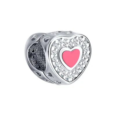Produktbild von Sokolov Bead-Anhänger Herz aus 925 Silber mit Zirkonia und Emaille