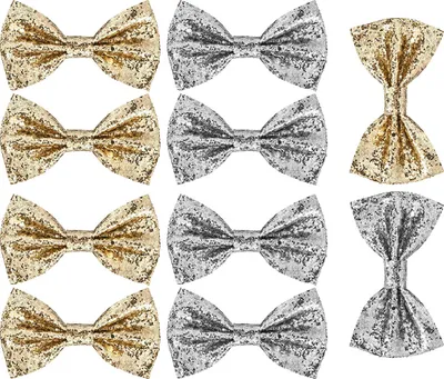Produktbild von Männer Glanzfliege Set 10 Stück – Funkennde Fliegen für Hochzeit, Tanz, Karneval, Geschenkidee, verstellbar