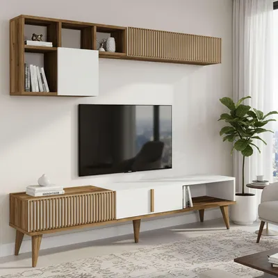 Productafbeelding van Ostro - Wandmeubel, Walnoot Bruin, 11 Planken