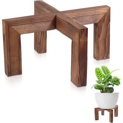 Productafbeelding van Plantenstandaard plantenstaander bloemenstandaard - Hout - 15 x 30 cm - Naturel