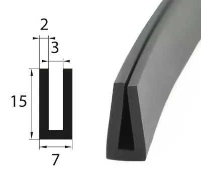 Produktbild von V29 Fassungsprofil Fassungsbereich 3 mm Kantenschutz EPDM Gummiprofil Gummidichtung