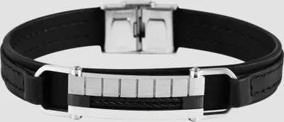 Produktbild von Akzent Echtlederarmband, schwarz, mit Edelstahlelement