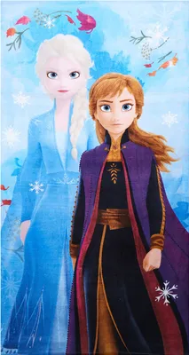 Produktbild von Disney Frozen 2 Handtuch Anna & Elsa mit Schneeflocken 70x140 cm 100% Baumwolle