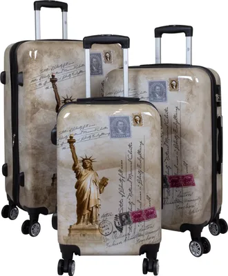 Produktbild von Kofferset Trolleyset 3 teilig New York Freiheitsstatue Hartschalen-Motivkoffer