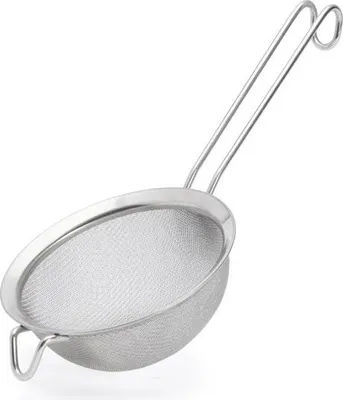 Obrázok produktu pre De Buyer Nerezové sitko 16 cm – profesionálne kuchynské sitko na múku, cukor, kakao – s háčikom a rukoväťou