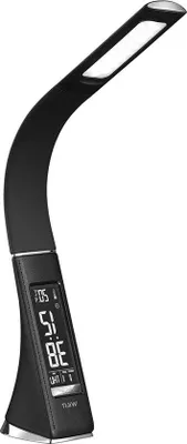 Immagine prodotto di Lampada da scrivania a LED con funzione di regolazione dell'intensità luminosa, sveglia, orologio e indicatore della temperatura, 3 livelli di luminosità, colore nero