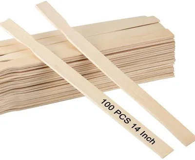 Productafbeelding van Houten roerstaafjes, verpakking van 100 stuks - Houten roerstaafjes in natuurlijke kleur - Roerstaafjes voor lak/hars - 35 cm - Duurzaam - Ideaal voor ambachtelijk gebruik - Roerstaafjes voor lak