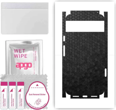 Produktbild von apgo Rückseite + Seiten Schutzfolie, Skin, kompatibel mit Google Pixel 8, Hinten Displayschutzfolie aus Vinylfolie, kratzfest, einfache Montage - Schwarze Honigwabe