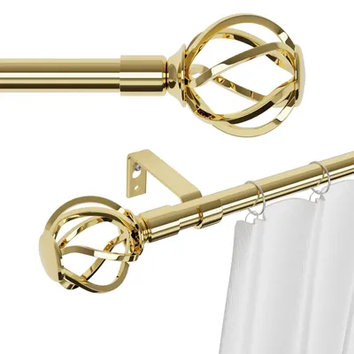 Imagen del producto de Varilla para cortinas dorada ajustable con soportes