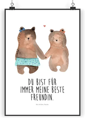 Produktbild von Mr. & Mrs. Panda Bild Bär Freundin DIN A5 - Weiß - Geschenk, wanddeko, Plakat, kunstdruck poster, Beste Freund Liebe Liebesbeweis Verliebt Kumpel Kumpeliene, drucke