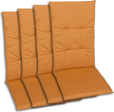 Produktbild von GO-DE Textil, Sesselauflage Hochlehner, 4er-Set, Farbe: senf, Maße ca.: 118 cm x 48 cm x 5 cm