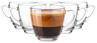 6 Glaskaffeetassen 360 ml transparent spülmaschinengeeignet