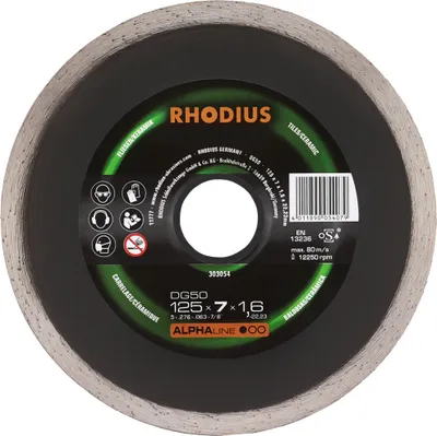 Zdjęcie produktu dla Rhodius 303054 DG50 Diamond cutting disc Diameter 125 mm Bore diameter 22.23 mm Tiles, Ceramic 1 pc(s)