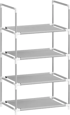 Produktbild von WOLTU Schuhregal mit 4 Ablagen, Schuhständer Metallgestell, 41x28x72 cm : Grau Farbe: Grau