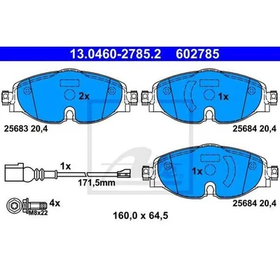 Immagine prodotto di ATE Pastiglie freno anteriori (13.0460-2785.2) per VW Passat B8 Touran Audi Q3 Q2 A3
