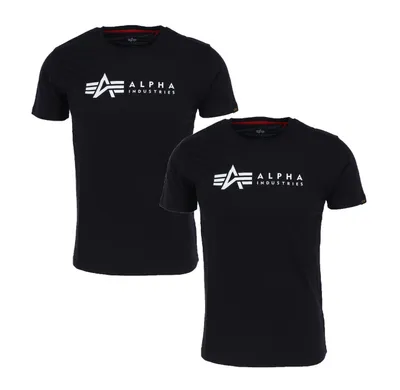 Produktbild von ALPHA INDUSTRIES ALPHA LABEL T 2 PACK Herren T-Shirt, Größe:L, Alpha Industries Farben:03 Black