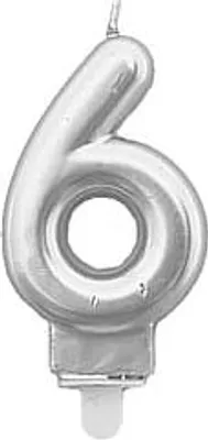 Produktbild von Silberne Geburtstagskerze Zahl 6 aus Silberform, 7,5 cm hoch