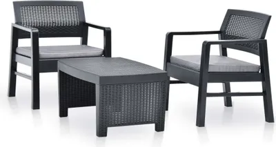 Immagine prodotto di The Living Store Set da giardino in plastica 3 pezzi antracite