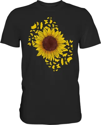 Produktbild von Sonnenblumen Schmetterling Garten T-Shirt Gärtner Geschenk – Black / 3XL