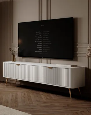 Image de AX LIVING Meuble TV moderne Vespasia 163 2P – 163 cm de largeur, blanc