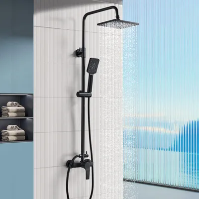 Duschsystem schwarz Komplettset Regendusche höhenverstellbar