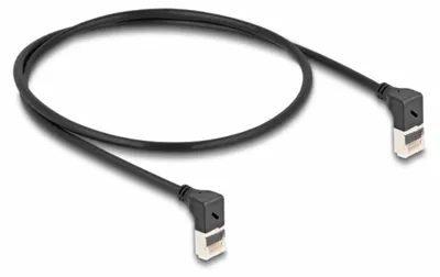 Produktbild von Delock - Netzwerkkabel - RJ-45 (M) nach oben angewinkelt zu RJ-45 (M) nach oben angewinkelt - 50 cm - 4.5 mm - S/FTP - CAT 6a - geschirmt, halogenfrei - Schwarz