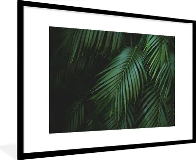 Produktbild von MuchoWow® Gerahmtes Poster Palmenblätter - Palmen - Tropisch 90x60 cm - Poster mit Schwarzem Bilderrahmen Wandposter Rahmen Foto Bilder - Wanddekoration - Fotos