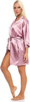 Produktbild von Damen Morgenmantel kurzer Kimono in Satin-Optik; Heide XL