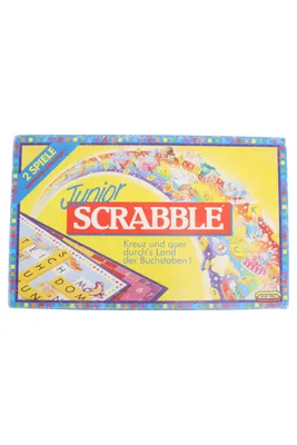 The image shows the box of a Junior Scrabble board game.