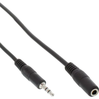 Produktbild von InLine Klinke Verlängerung, 3,5mm Klinke Stecker / Buchse, Stereo, 5m, 3.5mm, Stecker, 3.5mm, Buchse, 5 m, Schwarz