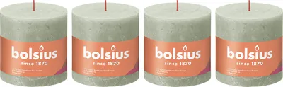 Produktbild von 4er-Set Stumpenkerze - Höhe 10 cm - Durchmesser 10 cm - Rustik - Nebliges Grün