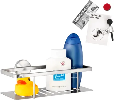 Produktbild von bremermann Bad-Serie PIAZZA - Duschkorb mit Anti-Fingerprintbeschichtung inkl. Klebeset, Duschablage, aus Edelstahl matt