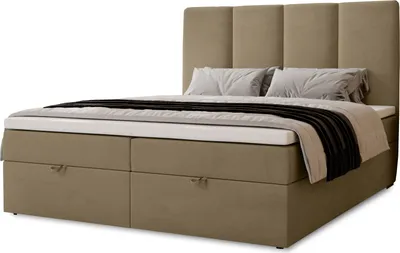 Produktbild von Boxbett Malmo mit 2 Bettkästen, 120x200, Farbe: Braun, Velourstoff, Doppelbett mit Bonell-Matratze