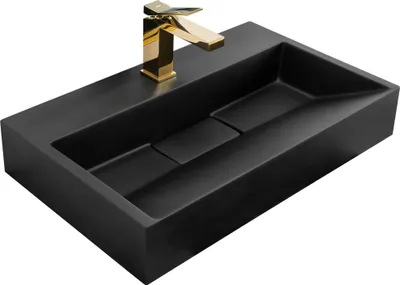 Immagine prodotto di Lavabo da appoggio in conglomerato Rea GOYA 60 cm - nero opaco