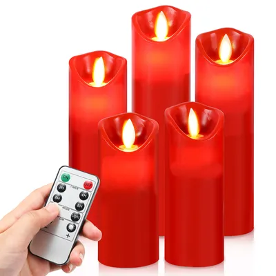 Image de TolleTour Lot de 5 bougies LED avec télécommande Bougie LED sans flamme avec minuterie Bougie électrique d'extérieur