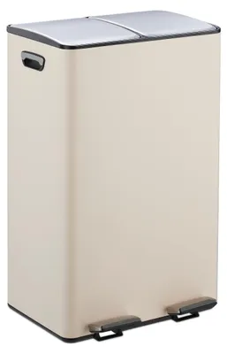 Abfalleimer 2 Fächer je 30 Liter mit Inneneimern beige-silber