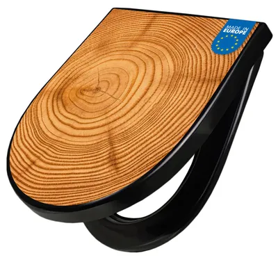 Produktbild von WC Sitz D-Form Schwarz mit Absenkautomatik Motiv Baumstamm [TDSCH3 10289]