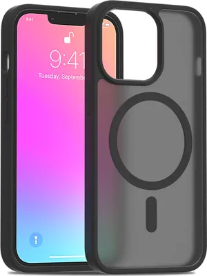 Obrázek produktu pro Magnetické pouzdro pro iPhone 13 Pro, kompatibilní s MagSafe, matná průsvitná zadní strana, odolné proti nárazům Černá