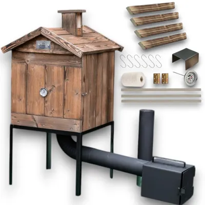 Produktbild von Räucherkammer Räucherei Holz 50x50x50 cm Imprägniert Räucherofen Räucherschrank Garten Holzräucherei Fuerkammer Smoker Garten aus Holz mit Tür BBQ
