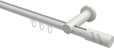 Produktbild von Interdeco Innenlaufstange / Gardinenstange mit Innenlauf Weiß, Typ Platon Zoena (Glitzerzylinder), 20 mm Ø 1-läufig, 200 cm
