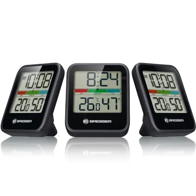 Image de Lot de 3 thermomètres-hygromètres Bresser Climate Monitor, à poser ou à fixer au mur, avec indicateur coloré du climat ambiant - 7,2 x 1,6 x 8 cm, blanc