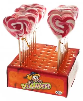 Produktbild von Herz Lolly rot weiß rosa Liebeslolly in Herzform 45g Display