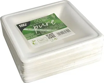 Produktbild von Papstar Einweg Schale aus Zuckerrohr 16 x 16 cm weiss 350 ml 50 Stück