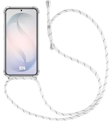 Image de Coque pour Samsung Galaxy S26, Silicone Anti-Rayures Antichoc Transparente avec Cordon Blanc