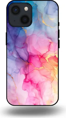 Produktbild von Smartphonica Handytasche passend für iPhone 13 Mini mit Marmordruck - TPU Rückendeckung Fall Marmor Design - Regenbogen