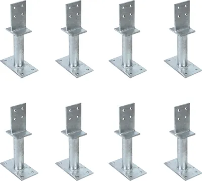 Immagine prodotto di Supporto per palo a T 8 x di Alberts con traversa, ancoraggio per calcestruzzo da 300 mm, altezza della traversa 130 mm, zincato a caldo, da incassare nel calcestruzzo