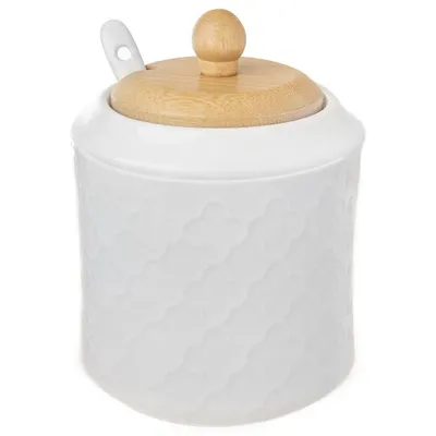 Produktbild von Orion Zuckerdose Zuckerspender Zuckerbehälter Zuckerschale mit Löffel aus Keramik WHITELINE 350 ml