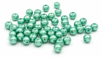 Produktbild von Vintageparts Glaswachsperlen aquamarine rund 8 mm, 50 Stück